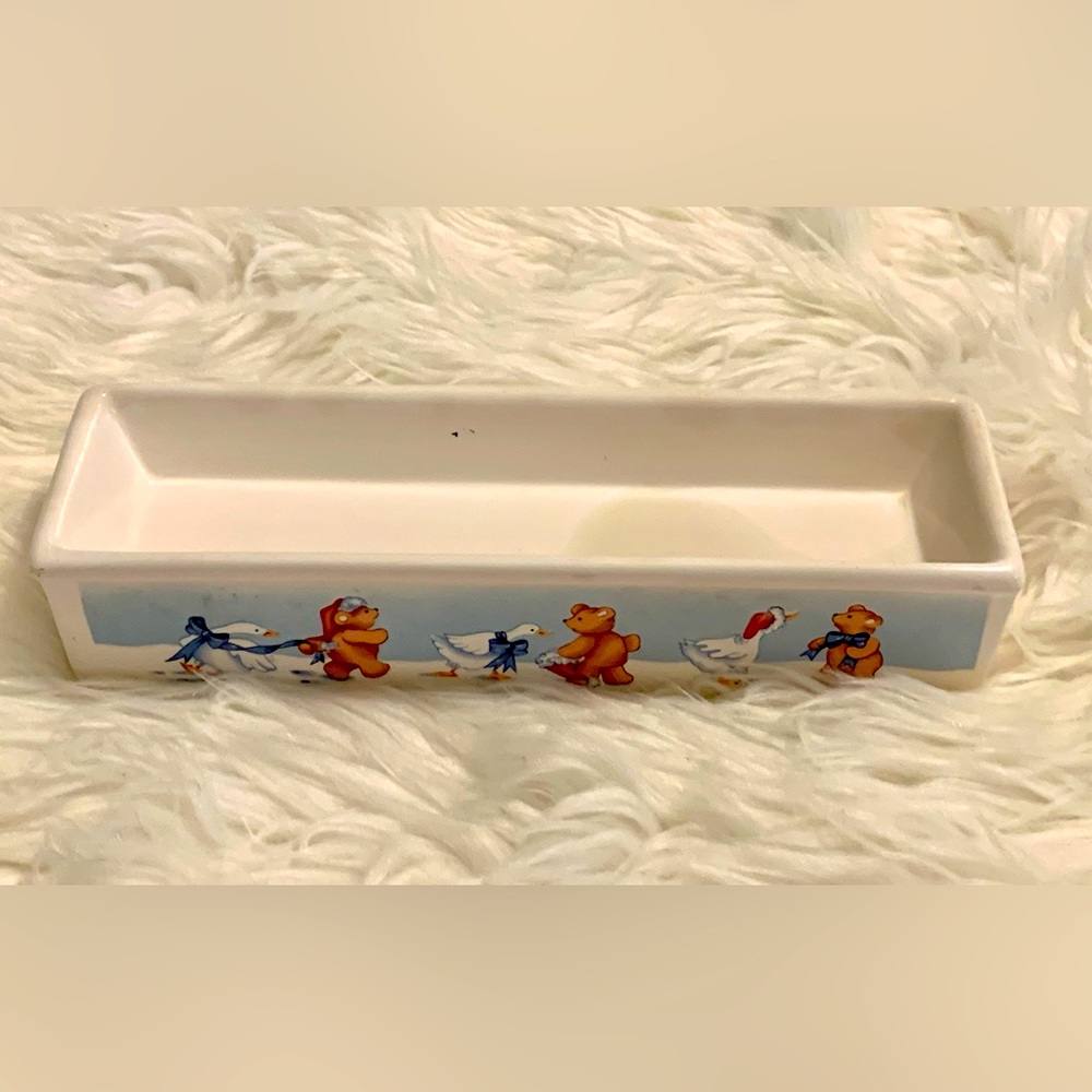 Vintage 1988 House of Lloyd TT-11 Christmas Bear and Goose Ceramic Cracker Tray